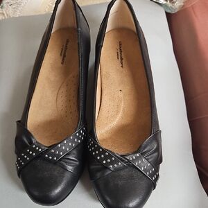 Cloudwalkers Women's Black Flats with Studded Design